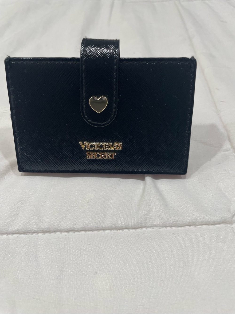 Victoria's Secret Black Card Holder with Gold Heart Snap